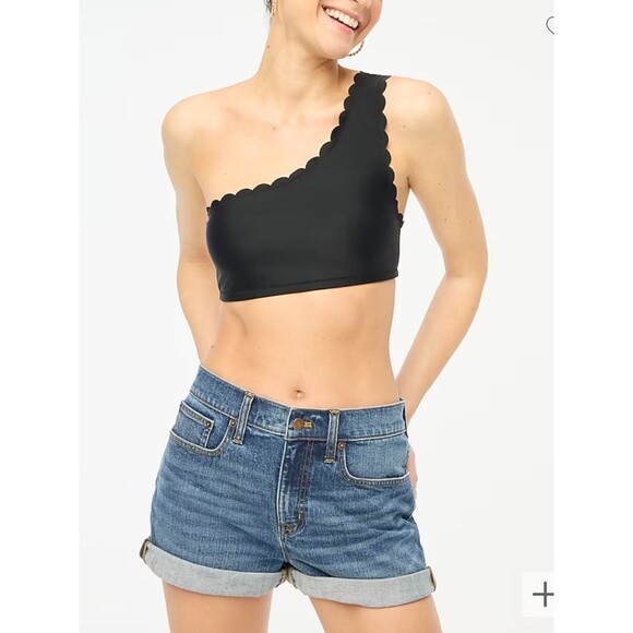 NWT J Crew Scalloped one-shoulder bikini top XXS Retail $64.50 - Picture 2 of 5